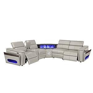 Nova Sectional w/1 Console - Reading Light - Gray by Galaxy Furniture