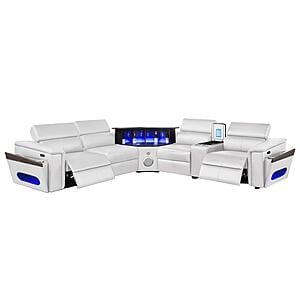Nova Sectional w/1 Console - Fridge - White by Galaxy Furniture