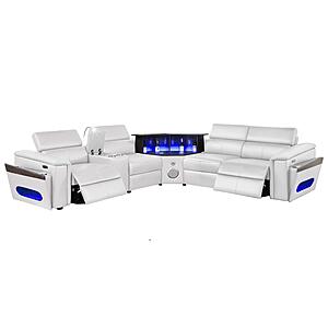 Nova Sectional w/1 Console - Reading Light - White by Galaxy Furniture