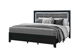 Reid Black Queen Bed Dresser Mirror Nightstand by Global Furniture