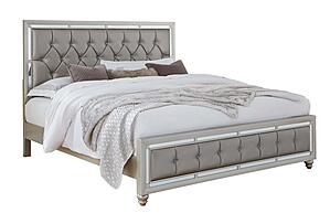 Riley Silver Full Bed, Dresser, Mirror & Nightstand by Global Furniture
