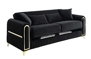Ruby Velvet Upholstery Sofa & Loveseat - Black by Galaxy Furniture
