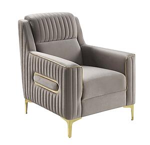 Ruby Velvet Upholstery Chair - Taupe by Galaxy Furniture