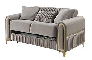 Ruby Velvet Upholstery Loveseat - Taupe by Galaxy Furniture