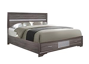 Seville Grey Queen Bed Dresser Mirror Nightstand by Global Furniture