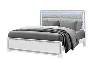 Soleil White King Bed Group w/Cooler & Speaker by Global Furniture