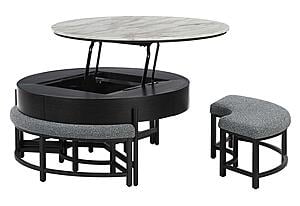 T42 Black Coffee Table w/3 Stools by Global Furniture
