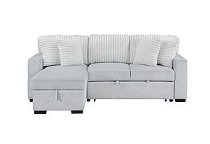 U0204 Light Grey/White Reversible Pull Out Sofa Bed by Global Furniture