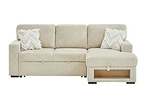U0222 Ivory Pull Out Sofa Bed w/Speaker & 2 Pillows by Global Furniture