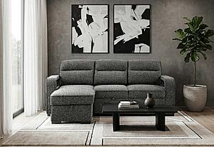 U2601 Dark Grey Reversible Sofa Bed w/Drop Down Table & Speaker by Global Furniture