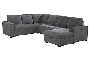 U2660 Grey Sectional w/Pull Out Sofa Bed by Global Furniture