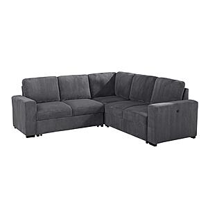 U2660 Grey Sectional w/o Chaise & w/Pullout Sofa Bed by Global Furniture