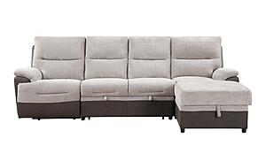 U3822 Beige/Brown Sectional w/Po & USB by Global Furniture