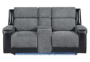 U5914-Grey/Black Console Reclining Loveseat & Recliner by Global Furniture