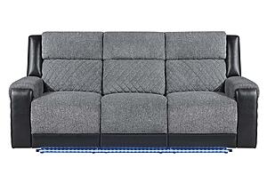 U5914 Grey/Black Reclining Sofa/Console Reclining Loveseat by Global Furniture