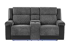 U5915 Grey/Black Console Reclining Loveseat w/Immersive Sound & Blue-color LED by Global Furniture