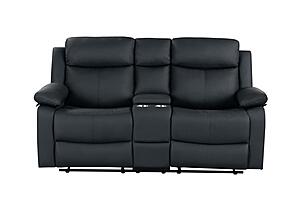 U6026 Black PU 72A Console Reclining Loveseat w/LED and Speaker by Global Furniture