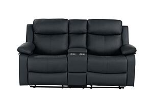 U6026 Black PU 72A Console Reclining Loveseat w/LED & Speaker by Global Furniture