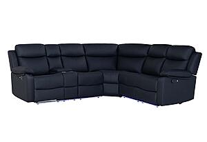 U6026 Black PU 72A Right Arm Facing Sectional w/LED & Speaker by Global Furniture