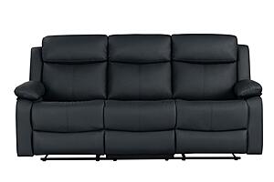 U6026 Black PU 72A Reclining Sofa/Console Reclining Loveseat w/LED & Speaker by Global Furniture