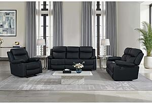 U6026 Black PU 72A Reclining Sofa/Console Reclining Loveseat w/LED & Speaker by Global Furniture