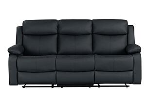 U6026 Black PU 72A Reclining Sofa w/LED by Global Furniture