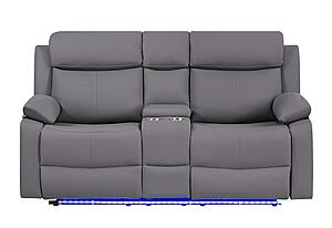 U6026 Grey PU 46A Console Reclining Loveseat w/LED & Speaker by Global Furniture