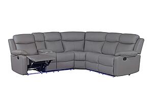 U6026 Grey PU 46A Right Side Facing Sectional w/LED & Speaker by Global Furniture