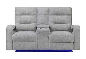 U6611 Grey 15 Power Console Reclining Loveseat w/LED by Global Furniture