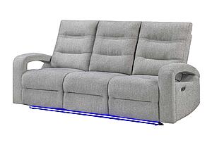 U6611 Grey 15 Power Reclining Sofa w/LED, Power Console Reclining Loveseat w/LEd & Power Recliner w/LED by Global Furniture