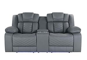 U7068 Grey 10 Power Console Reclining Loveseat w/LED by Global Furniture