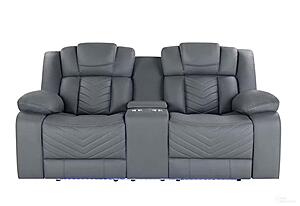 U7069 Grey 10 Power Console Reclining Loveseat w/LED & Immersive Sound by Global Furniture