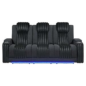 U8000 Black Power Console Reclining Loveseat/ Power Reclining Sofa/ Power Recliner w/Power Headrest by Global Furniture