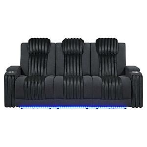 U8000 Black Power Console Reclining Loveseat/ Power Reclining Sofa w/Power Headrest by Global Furniture