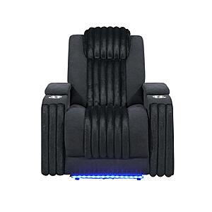 U8000 Black Power Recliner w/ Power Headrest & LED Light by Global Furniture