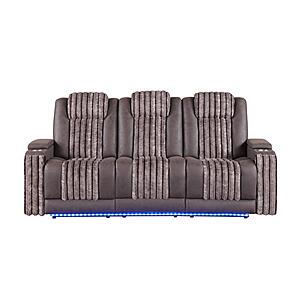 U8000 Brown Power Console Reclining Loveseat/ Power Reclining Sofa/ Power Recliner w/Power Headrest by Global Furniture