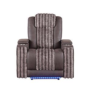 U8000 Brown Power Recliner w/Power Headrest & LED Light by Global Furniture