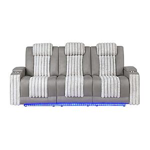 U8000 Grey Power Console Reclining Sofa & Power Console Reclining Loveseat by Global Furniture