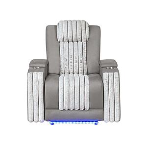 U8000 Grey Power Recliner w/ Power Headrest & LED Light by Global Furniture