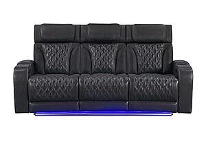 U8611 Blanche Charcoal P2 Power Reclining Sofa w/Power Headrest & LED/Power Console Reclining Loveseat w/Power Headrest, LED & S
