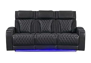 U8611 Blanche Charcoal Power Reclining Sofa w/Power Headrest & LED by Global Furniture