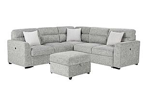 U9401 Nickel Sofa Bed Sectional w/3 Pillows & Ottoman by Global Furniture
