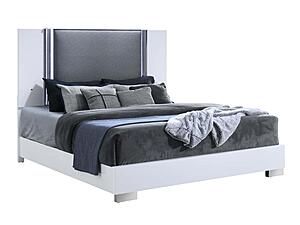 Ylime Smooth White Queen Bed w/LED Fully Slatted by Global Furniture