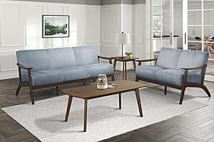 Carlson 2pc Set Sofa & Loveseat - Blue-Gray Velvet by Homelegance