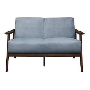 Carlson Loveseat - Blue-Gray Velvet by Homelegance