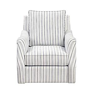 Bowden Swivel Chair - Off White w/Blue Stripe Pattern by Homelegance