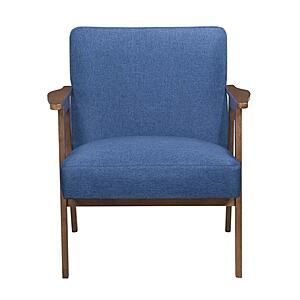 Omara Accent Chair - Blue & Warm Walnut by Homelegance