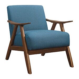 Damala Accent Chair - Blue & Walnut by Homelegance