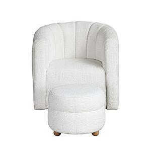 Delaney Swivel Chair w/Ottoman - White by Homelegance