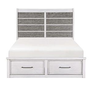 Ambrose California King Platform Bed w/Footboard Storage - Antique White & Antique Gray by Homelegance